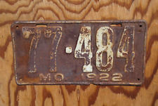 1922 Missouri License Plate # 77 - 484 picture