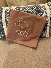 Vintage Handmade Embroidered Light Brown 50x50 Inch Tablecloth picture
