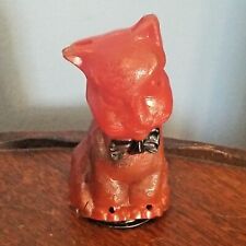 Vintage celluloid RED CAT candy container black bowtie  3