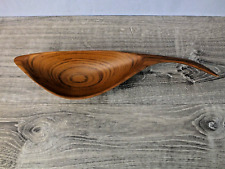 Mid Century Modern Carved Teak Wood Bowl w Handle by Emil Milan 