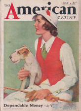 AMERICAN Magazine COVER 7 1933 Pretty girl riding crop Fox terrier by Hare picture