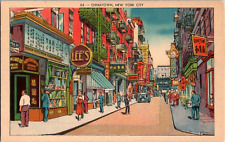 Chinatown, New York City Linen Vintage Postcard - Posted (Manhattan Post) picture