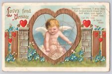 Postcard Valentine Ellen Clapsaddle Cupid Spider Web Embossed Vintage 1912 picture