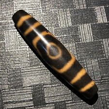 Royal Power Tibetan Old Agate Ivory Color 3Eye Totem dZi Bead Amulet13*59mmP28 picture