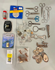 Vintage Estate Junk Drawer Lot Scissors Bottle Openers Glass Stoppers Hinges Etc picture