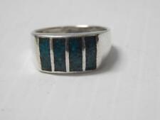 VINTAGE MODERNIST NAVAJO INDIAN STERLING SILVER TURQUOISE RING sz:8 3/4 +/- picture