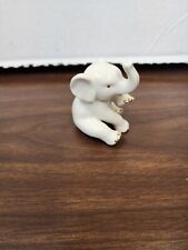 Lenox Sitting Baby Elephant Figurine with 24K Gold Trim (1990s VTG Raised Trunk) picture