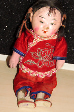Antique Chinese Composition Hand Painted Silk Embroidered Girl Doll 7