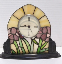 Linden - Quartz Mantle / Table Clock - Art Deco - Tiffany Style - Metal Base picture