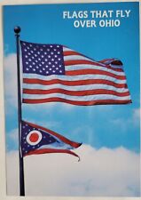 Ohio State Flag US Flag Postcard 4X6 Chrome Unposted picture