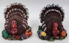 Pair of Thanksgiving Turkey Harvest Figurine Resin Gobble Fall Table Decor picture
