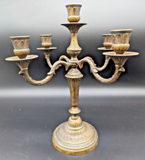 Vintage Solid Brass 5 Candle Holder Candelabra Ornate Italy picture