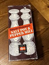 Vintage Natural Whitewood Salt Pot & pepper Mill Set Made DENMARK - NEW IN BOX picture