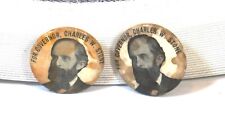 2 Antique 1896 Charles W. Stone for Governor Pins Buttons Whitehead Hoag 7/8