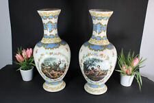 PAIR vintage french porcelain romantic scene Vases  picture