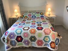 Amish Dutch PA Primitive Quilt Hand Stitched Open Daisies Queen Size 101