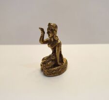 Brass Thai Amulet Lucky Nang Kwak Figurine Merchant Mini Vintage Collect Statue picture