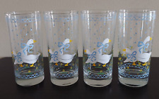 4 Vintage 1987 Anchor Hocking Countryside Blue Bow Geese Duck Tumbler Glasses picture