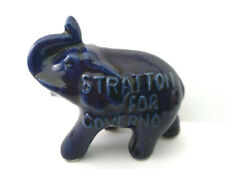 Stratton for Governor Political GOP Ceramic Elephant Blue Vintage picture