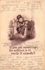 Cartoon Dutch Boy Windmill Something for Nothing Divided Postcard Posted 1911 picture