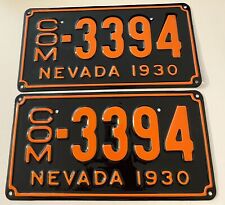 Vintage 1930 Nevada Commercial License Plate Pair COM 3394  BEAUTIFUL SPECIMENS picture