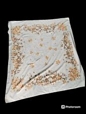 Vintage Tablecloth Floral Cotton 50x50 Ivory picture