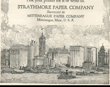 1912 Strathmore Parchment Printing Paper NYC City View Port Tugboat Ship 8447 picture