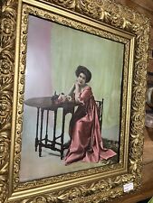 Antique English VictorianGold Gilt Gesso Wood Picture Frame Beautiful Ladies picture