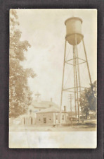 Osage Iowa IA 1912 RPPC Water Plant Building & Old Steel Water Tower picture