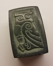 Vintage Russian Owl Trinket Box  Stone Carved Box With Lid picture