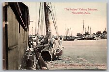 Postcard The Indiana Fishing Schooner Gloucester Massachusetts Winter VTG   I3 picture