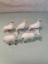 5 Antique German Blown Milk Glass Christmas Figurines Birds Sheep Bimini ? picture