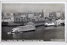 Postcard RPPC Streamlined Ferry Kalakala Seattle Washington posted 1940 Skyline picture