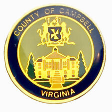 County Of Campbell Virginia Pin Gold Tone Enamel Vintage picture