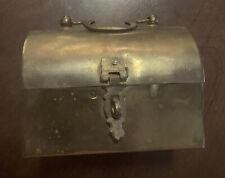 Vintage Solid Brass Hinged Trinket Box w/latch Spice, incense, jewelry Box picture