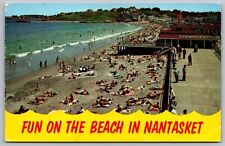 Nantasket Beach Massachusetts Scenic Coastline Chrome Cancel WOB Postcard picture