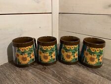 Vtg Thermo Serve Cup Mug  Sunflowers  Insulated Lot 4 Cups Mugs Coffee picture