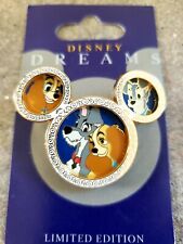 New On Card DLR Disney Dreams - Lady & the Tramp Mouse Head Shaped Pin, LE 1000 picture
