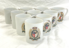 SET OF 10 RALPH LAUREN ESTATE CREST WHITE GOLD COFFEE MUG CUP EST 1967 POLO SEAL picture