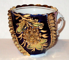 JPF Germany Cobalt Blue Pink Gold Embosses Tea Cup picture