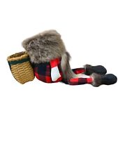 MOUNTAINMAN TRAPPER GNOME ~ Woolrich Red Plaid ~ Real WILD FUR Hat, Beard, Boots picture
