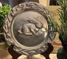 Rabbit/Bunny~8” Round/Aluminum Plate~Raised Design~Primitive Inspired~Beautiful~ picture