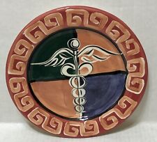 1997 VICKI CARROLL Plate with Caduceus MEDICAL SYMBOL - Mississippi Pottery (2) picture