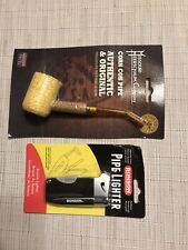 missouri meerschaum corn cob pipe And Robson Pipe Lighter Set picture