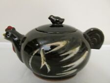 Chicken Teapot Redware Pottery Vintage 1960's Hand Painted Japan CUTE picture