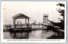 Postcard RPPC Photo Canada Ontario Morinus Lodge Lake Rosseau Wharf & Diving picture