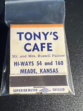 VINTAGE MATCHBOOK - TONY'S CAFE - BOXER - MEADE, KS - UNSTRUCK picture