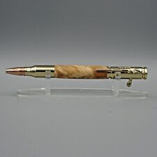 HANDMADE BOLT ACTION RIFLE PEN with GREEN MAPLE BURL BARREL and 24k GOLD TRIM picture