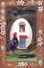 EASTER - Chickens At Egg House Easter Greetings Postcard - 1910 picture