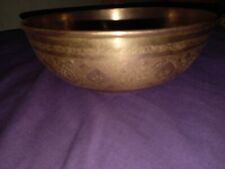 Antique Brass/copper Hand Tooled Etched Bowl Rare'8×3.5 Inches Polished  picture
